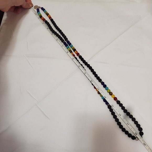 7 Chakras Healing Necklace or Bracelet with lava beads and tree of life pendant - Picture 4 of 5